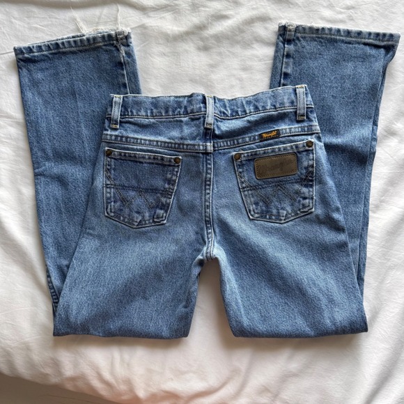 Wrangler Other - Wrangler Boys Straight Leg Jeans Medium Wash Blue Denim Adjustable Waist Size 10